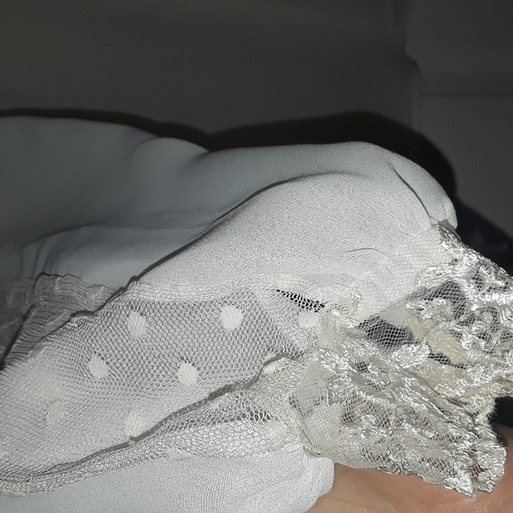 Authentic Vintage Beautiful Lace mesh blouse, high neck, swiss dot insets, Doen - Picture 11 of 15